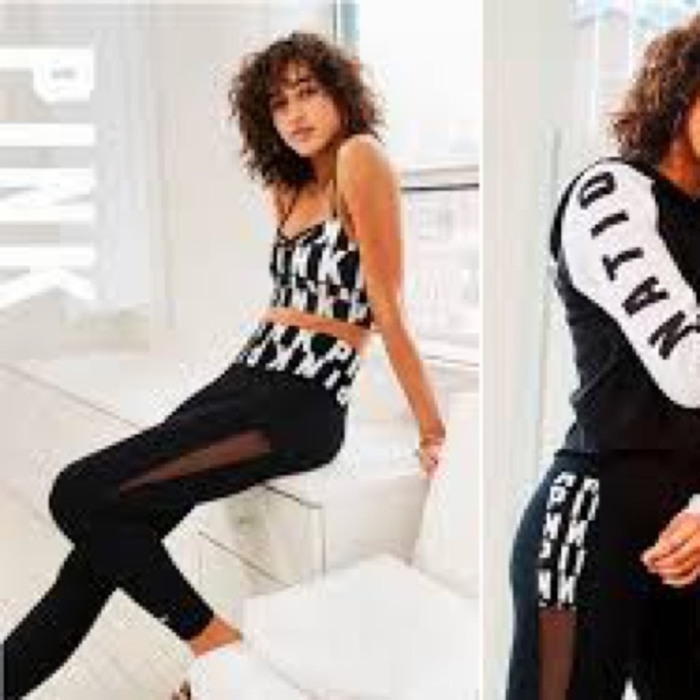 VS PINK M Logo Mesh Pocket Leggings